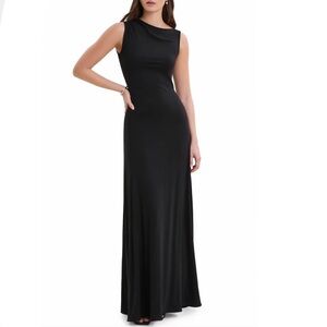 Marcella Laurel Sleeveless Stretch Black Knit Jersey Gown Size Small